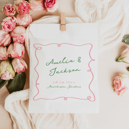 Whimsical Hand Drawn Green & Pink Hochzeit Napkins Geschenktütchen