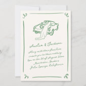 Whimsical Hand Drawn Green Wedding Einladung (Vorderseite)