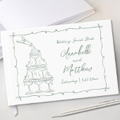 Whimsical Hand Drawn Green Wedding Gästebuch