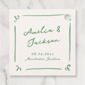 Whimsical Hand Drawn Green Wedding Geschenkanhänger (Rückseite)