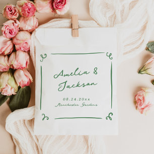 Whimsical Hand Drawn Green Wedding Geschenktütchen