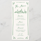 Whimsical Hand Drawn Green Wedding Menu Menükarte (Vorderseite)