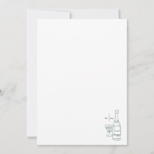 Whimsical Hand Drawn Green Wedding Save The Date (Rückseite)