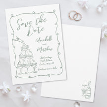 Whimsical Hand Drawn Green Wedding