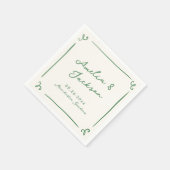 Whimsical Hand Drawn Green Wedding Serviette (Ecke)