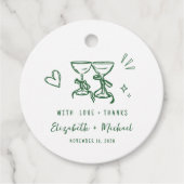 Whimsical Hand Drawn Green Wedding Thank You Geschenkanhänger (Vorderseite)