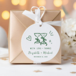 Whimsical Hand Drawn Green Wedding Thank You Geschenkanhänger