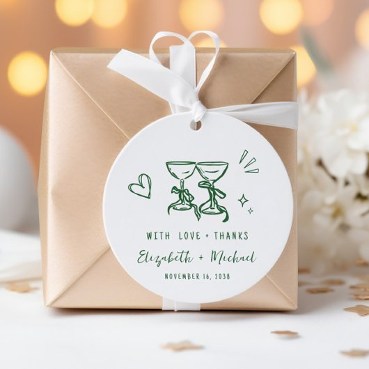 Whimsical Hand Drawn Green Wedding Thank You Geschenkanhänger
