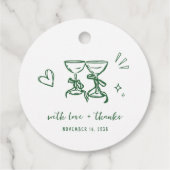 Whimsical Hand Drawn Green Wedding Thank You Geschenkanhänger (Rückseite)