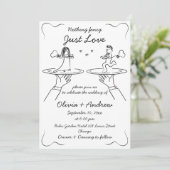 Whimsical Hand Drawn handgeschriebene Quirky Weddi Einladung (Stehend Vorderseite)