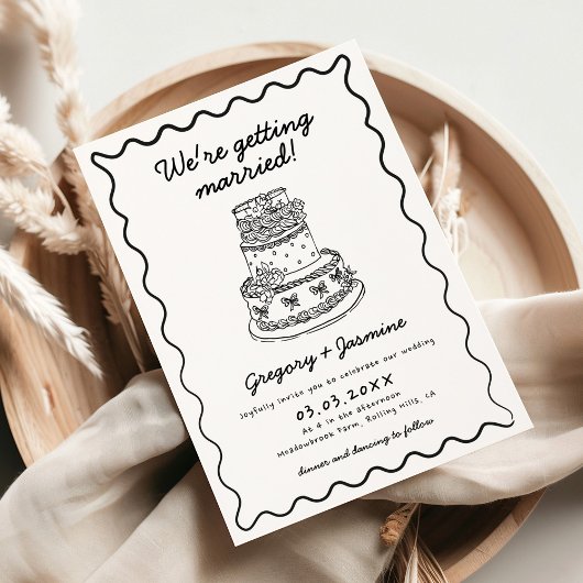 Whimsical Hand Drawn handgeschriebene Quirky Weddi Einladung