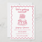 Whimsical Hand Drawn handgeschriebene Red Wedding Einladung (Vorderseite)