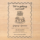 Whimsical Hand Drawn Handwritten Wedding Acryleinladungen (Vorderseite)
