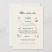 Whimsical Hand Drawn Handwritten Wedding Menu Card Einladung (Vorderseite)
