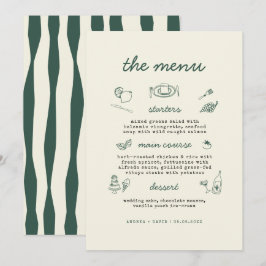 Whimsical Hand Drawn Handwritten Wedding Menu Card Einladung