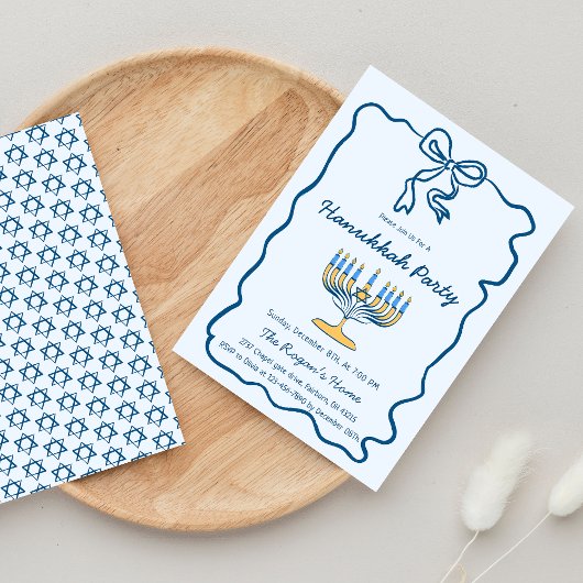 Whimsical Hand Drawn Hanukkah Holiday Party Einladung