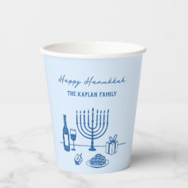 Whimsical Hand Drawn Hanukkah Party Trendy Custom Pappbecher