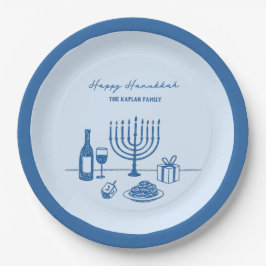 Whimsical Hand Drawn Hanukkah Party Trendy Custom Pappteller