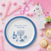 Whimsical Hand Drawn Hanukkah Party Trendy Custom Pappteller (Party)