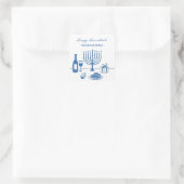 Whimsical Hand Drawn Hanukkah Party Trendy Custom Quadratischer Aufkleber (Tasche)