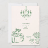 Whimsical Hand Drawn Hochzeit Einladung Grün (Rückseite)