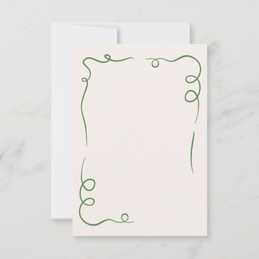 Whimsical Hand Drawn Hochzeit Französisch Grün Save The Date (Rückseite)