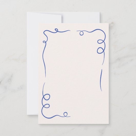 Whimsical Hand Drawn Hochzeit Französisch Marine B Save The Date (Rückseite)