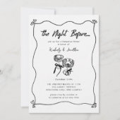 Whimsical Hand Drawn Hochzeit Probe Dinner Einladung (Vorderseite)
