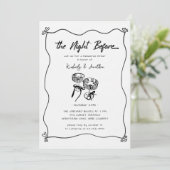 Whimsical Hand Drawn Hochzeit Probe Dinner Einladung (Stehend Vorderseite)