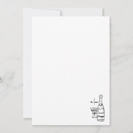 Whimsical Hand Drawn Hochzeit Probe Dinner Einladung (Rückseite)