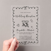 Whimsical Hand Drawn Hochzeitsempfang Acryleinladungen (Insitu (Handheld))