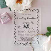Whimsical Hand Drawn Hochzeitsempfang Acryleinladungen