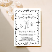 Whimsical Hand Drawn Hochzeitsempfang Einladung