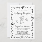 Whimsical Hand Drawn Hochzeitsempfang Einladung (Vorderseite)