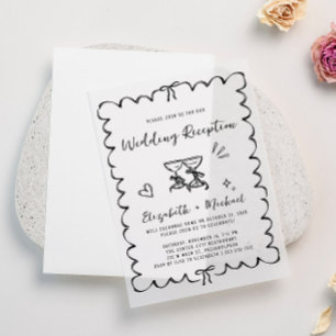 Whimsical Hand Drawn Hochzeitsempfang Pergament Einladungen