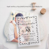 Whimsical Hand Drawn Hochzeitsempfang Pergament Einladungen