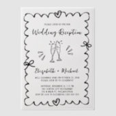 Whimsical Hand Drawn Hochzeitsempfang Pergament Einladungen (Vorderseite)