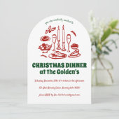 Whimsical Hand Drawn Holiday Dinner Party ARCH Einladung (Stehend Vorderseite)