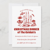 Whimsical Hand Drawn Holiday Dinner Party Einladung (Vorderseite)