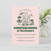 Whimsical Hand Drawn Holiday Dinner Party Einladung (Stehend Vorderseite)