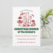 Whimsical Hand Drawn Holiday Dinner Party Einladung (Stehend Vorderseite)