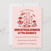 Whimsical Hand Drawn Holiday Dinner Party Einladung (Vorderseite)