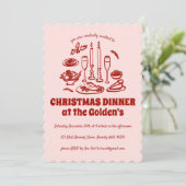 Whimsical Hand Drawn Holiday Dinner Party Einladung (Stehend Vorderseite)