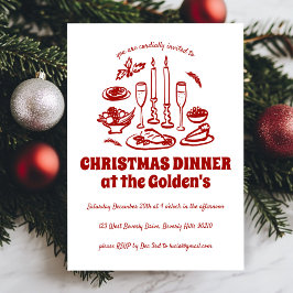 Whimsical Hand Drawn Holiday Dinner Party Einladung