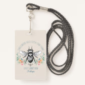 Whimsical Hand Drawn Honey Biene Apiary Floral Abz Ausweis (Vorderseite mit Schlüsselband)