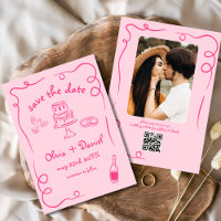 Whimsical Hand Drawn Hot Pink Wedding Foto