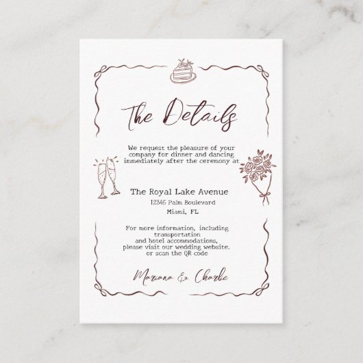 Whimsical Hand Drawn Illustrated The Details  Begleitkarte (Vorderseite)