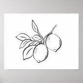 Whimsical Hand-Drawn Ink Lemon Branch Art Poster (Vorne)