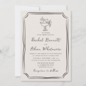Whimsical Hand-Drawn Ivory Wedding Invitation Ankündigung (Vorderseite)