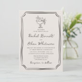 Whimsical Hand-Drawn Ivory Wedding Invitation Ankündigung (Stehend Vorderseite)